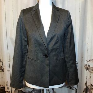 NWT! Ann Taylor Factory "The Petite One Button Blazer" Gray Texture